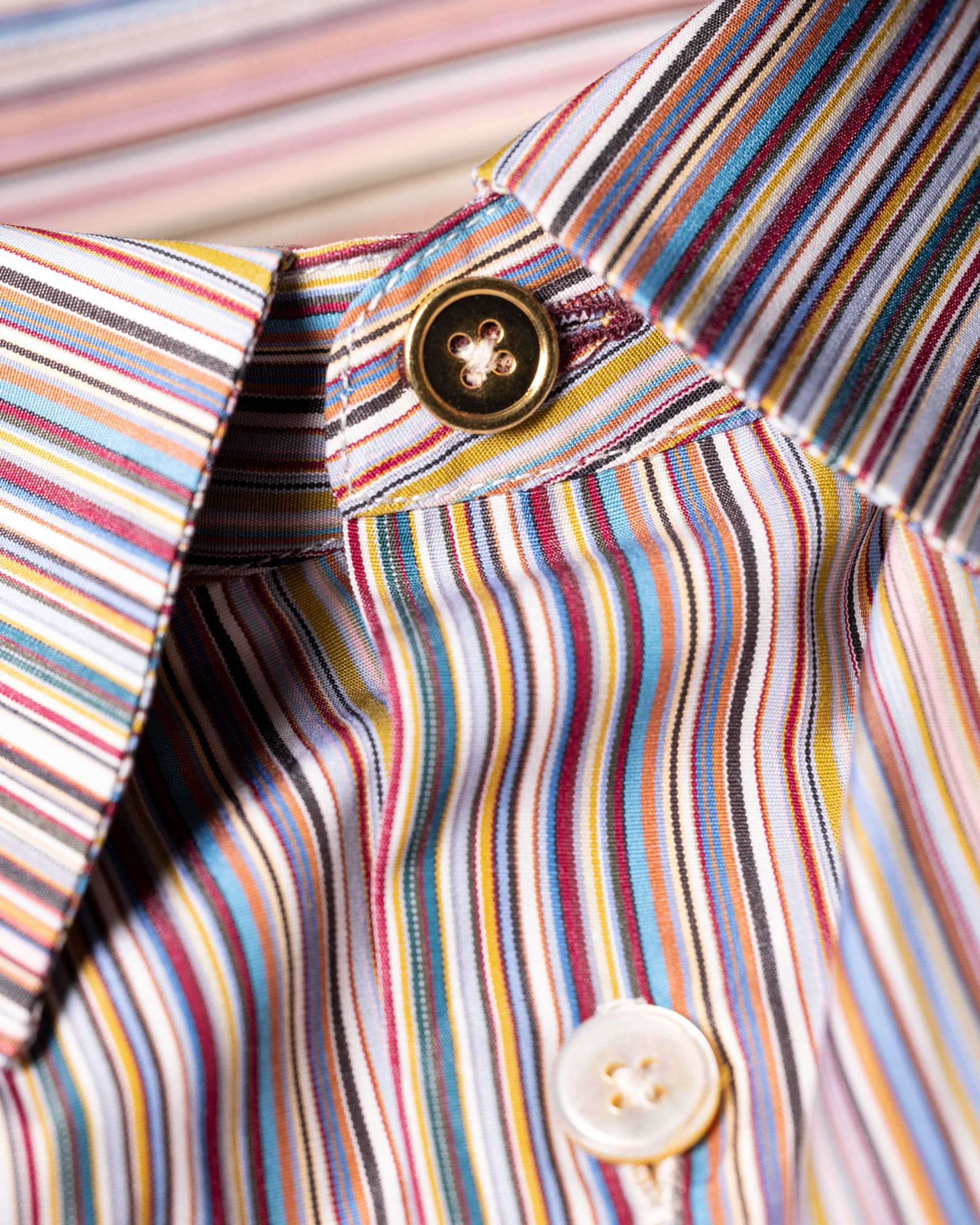 Detail View - Slim-Fit 'Signature Stripe' Cotton Shirt Paul Smith