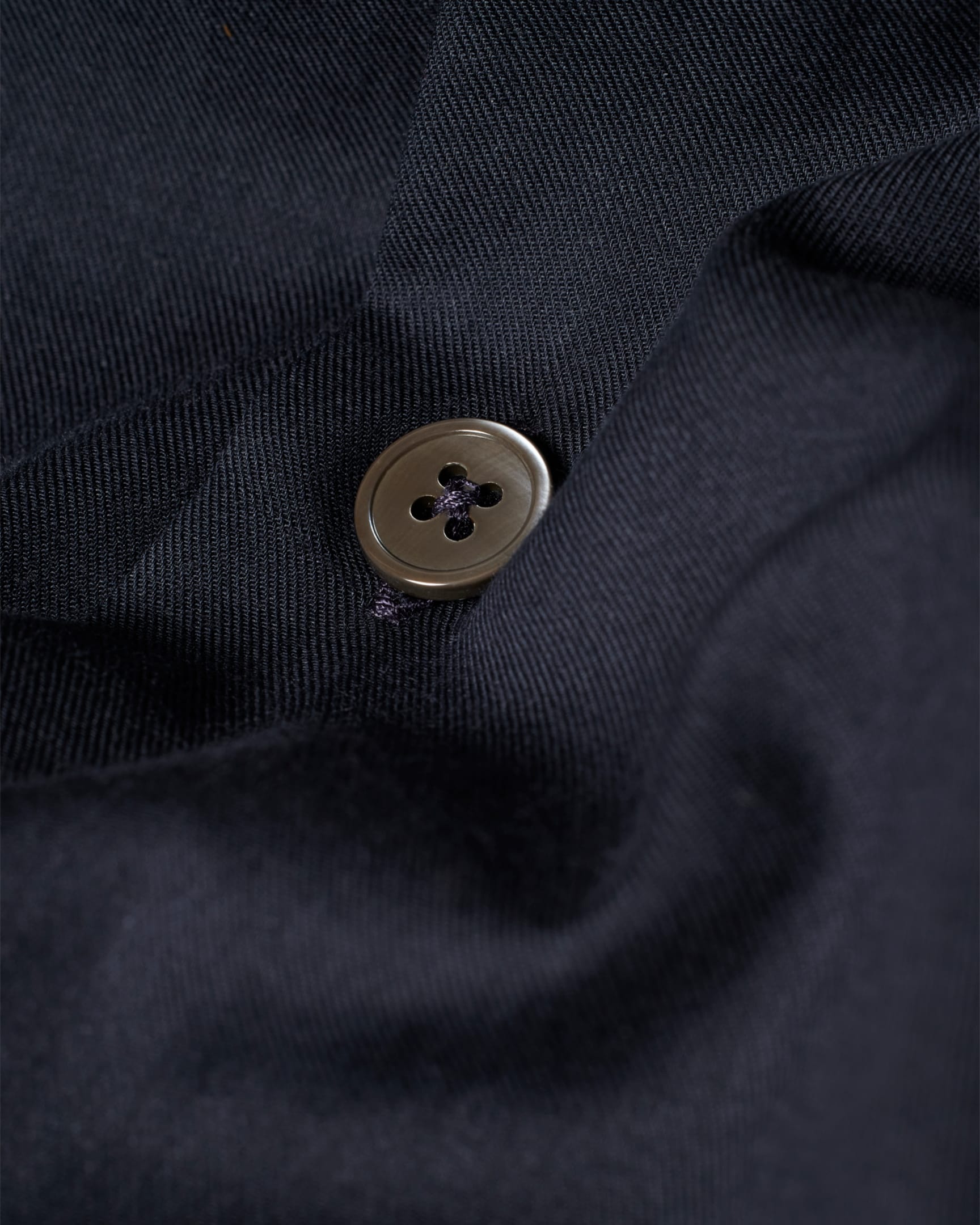 Detail View - Navy Cotton Flannel Short Sleeve Shirt Paul Smith