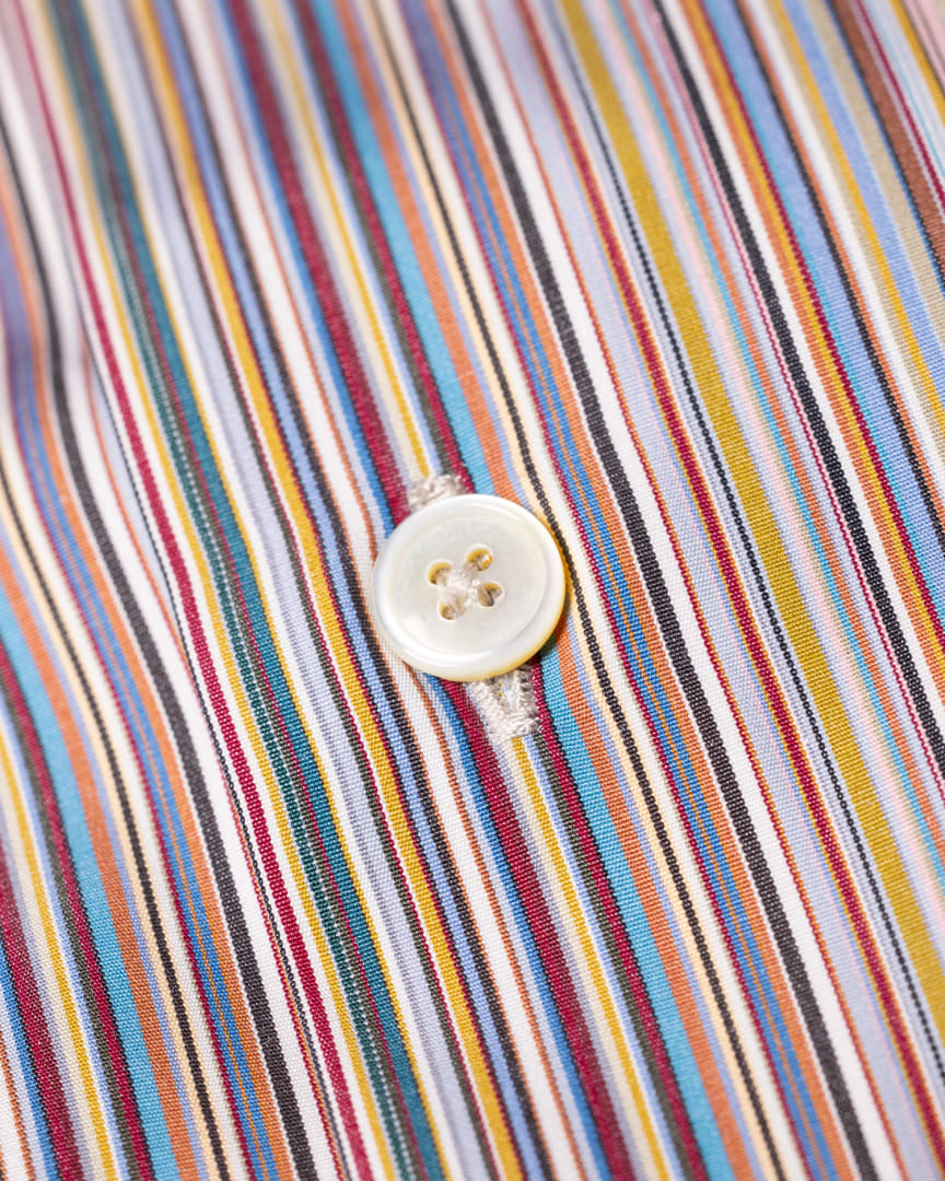 Detail View - Slim-Fit 'Signature Stripe' Cotton Shirt Paul Smith