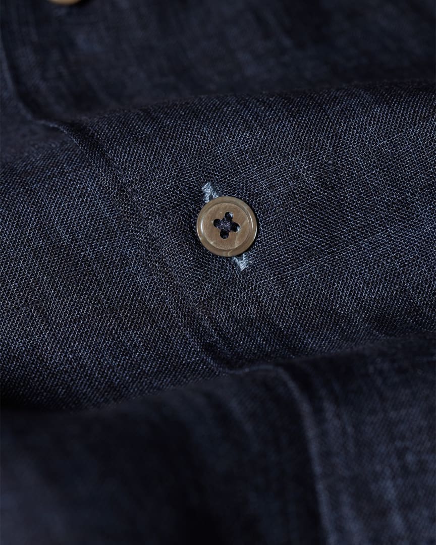 Detail View - Slim-Fit Navy Linen Shirt Paul Smith