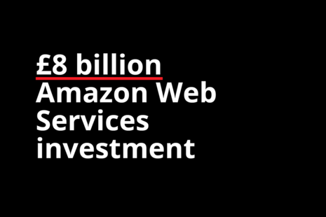 Text saying £8 billion Amazon Web Services investment