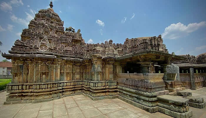 the fish eye view of Amrutheshwara Temple near Chaya Someshwara Temple