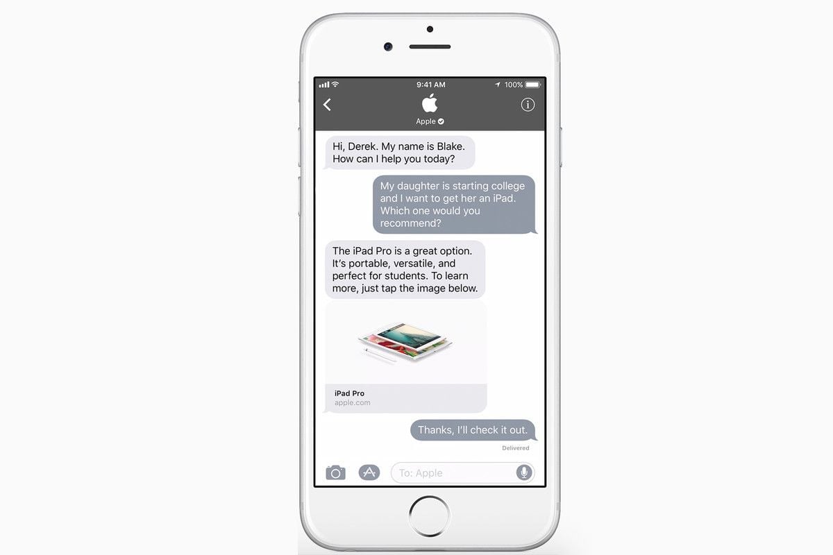 Apple Business Chat, известная короче как ABC, запущенная в 2018 году как часть релиза для iOS 11.3. Apple Business Chat предоставляет пользователям бесплатный удобный способ общаться с участниками бизнеса через приложение Messages в iOS, macOS, watchOS и iPadOS. Пользователь может начать разговор с участвующим бизнесом через Apple Maps, Safari, Siri, и Spotlight Search.