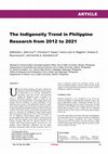 Research paper thumbnail of The Indigeneity Trend in Philippine Research from 2012 to 2021