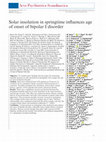 Research paper thumbnail of Solar insolation in springtime influences age of onset of bipolar I disorder