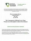 Research paper thumbnail of The Consequences of Hiring Lower-Wage Workers in an Incomplete-Contract Environment