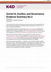 Research paper thumbnail of Covid-19, Conflict, and Governance Evidence Summary No.3