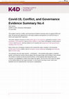 Research paper thumbnail of Covid-19, Conflict, and Governance Evidence Summary No.4