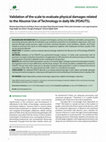 Research paper thumbnail of Validation of the scale to evaluate physical damages related to the Abusive Use of Technology in daily life (PDAUTS)