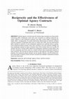 Research paper thumbnail of Reciprocity and the Effectiveness of Optimal Agency Contracts