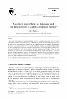 Research paper thumbnail of Cognitive Conceptions of Language and the Development of Autobiographical Memory