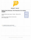 Research paper thumbnail of Editing Emily Dickinson: The Production of an Author (review)