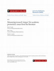 Research paper thumbnail of Measuring research impact for academic promotion- issues from the literature