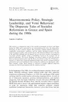 Research paper thumbnail of Macroeconomic Policy, Strategic Leadership, and Voter Behaviour: The Disparate Tales of Socialist Reformism in Greece and Spain during the 1980s