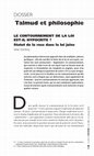 Research paper thumbnail of LE CONTOURNEMENT DE LA LOI EST-IL HYPOCRITE ? Statut de la ruse dans la loi juive --Talmud et philosophie