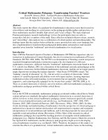 Research paper thumbnail of Critical Mathematics Pedagogy: Transforming Teachers’ Practices [Proceedings]