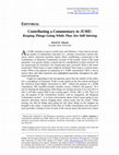 Research paper thumbnail of Contributing a Commentary to JUME: Keeping Things Going While They Are Still Stirring [Editorial]