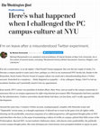 Research paper thumbnail of Here's what happened when I challenged the PC campus culture at NYU: I'm on leave after a misunderstood Twitter experiment