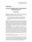 Research paper thumbnail of In Search of Defining Ethics in (Mathematics) Education Research? [Editorial]