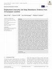 Research paper thumbnail of Employment Insecurity and Sleep Disturbance: Evidence from 31 European Countries