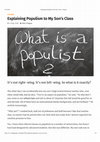 Research paper thumbnail of Explaining Populism to My Son's Class