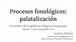 Research paper thumbnail of Procesos fonológicos: palatalización