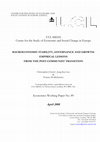 Research paper thumbnail of Macroeconomic stability, governance and growth: empirical lessons from the post-communist transition