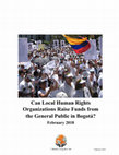 Research paper thumbnail of Can Local Human Rights Organizations Raise Funds from the General Public in Bogot ?