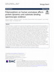 Research paper thumbnail of Polymorphism on human aromatase affects protein dynamics and substrate binding: spectroscopic evidence