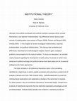 Research paper thumbnail of Institutional Theory