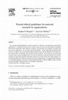 Research paper thumbnail of Toward ethical guidelines for network research in organizations