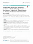 Research paper thumbnail of Isolation and identification of Candida species in patients with orogastric cancer: susceptibility to antifungal drugs, attributes of virulence in vitro and immune response phenotype