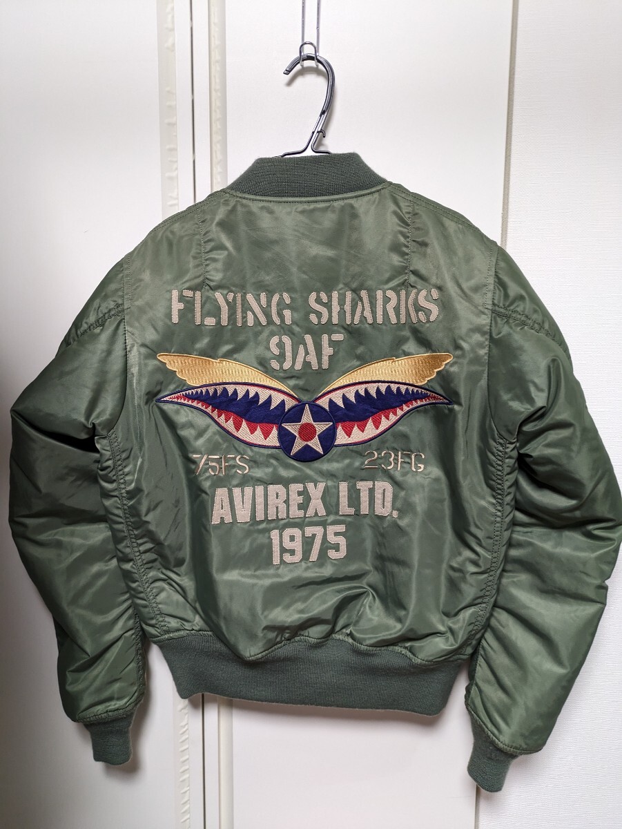 AVIREX/メンズM/MA-1フライトジャケット/FLYING SHARKSフライングシャークス/セージ/6172151/ジャンパー・ブルゾン/N-3B等出品中