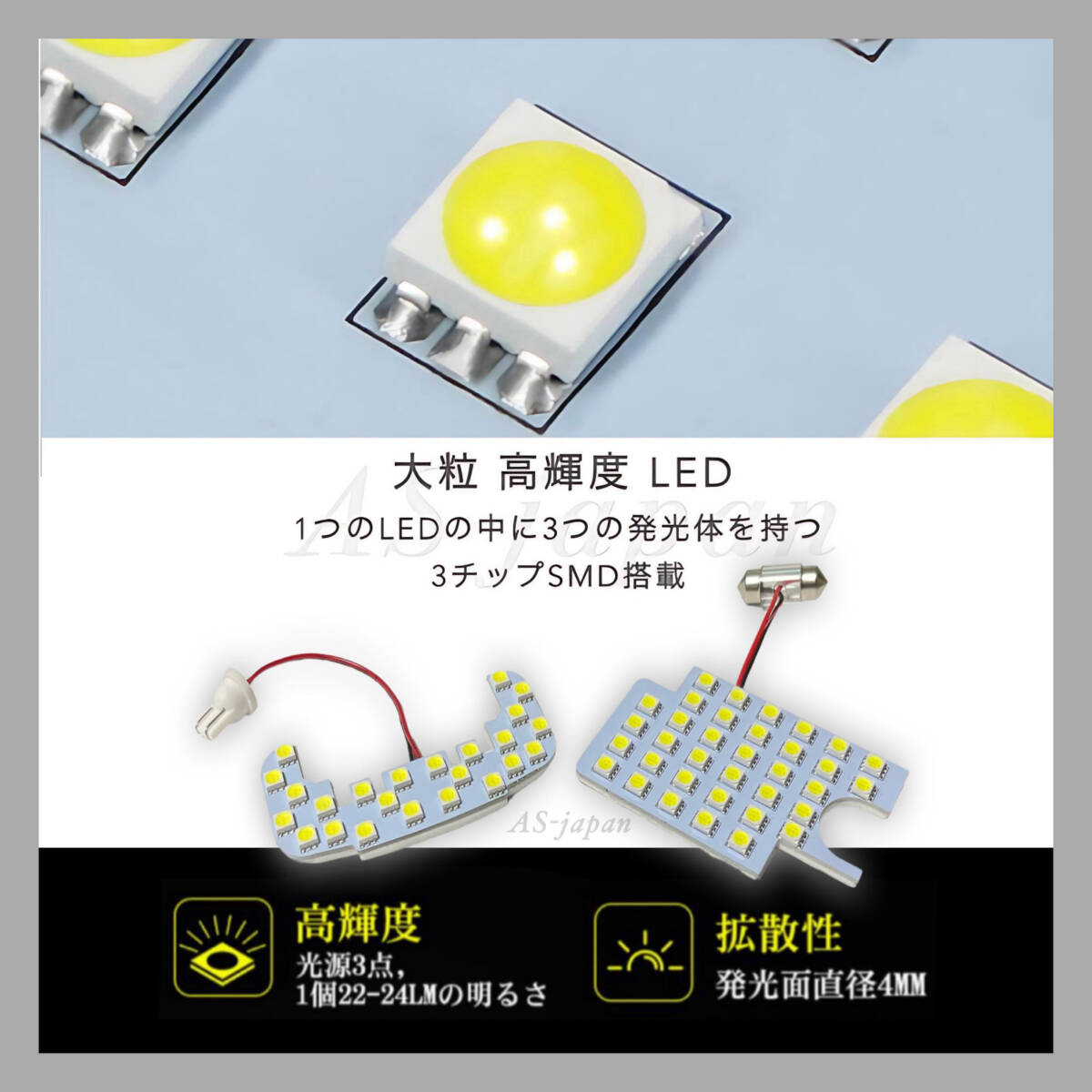 ダイハツ ハイゼット カーゴ クルーズ S320V S321V S330V S331V 専用設計 純白光 LEDルームランプ 高輝度 SMD 6000K