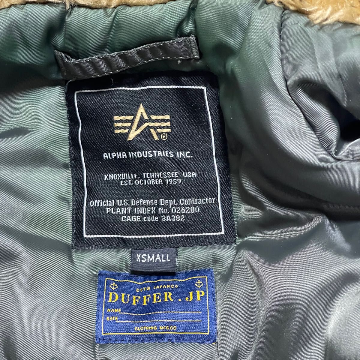 ALPHA INDUSTRIES ×DUFFER アルファインダストリーズ×ダファー フライトジャケット XS N-3B N-2B