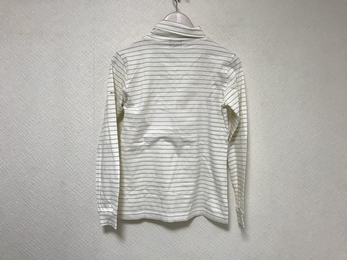 本物パーリーゲイツPEARLYGATESコットンストレッチタートルネックボーダー柄ロング長袖シャツTシャツビジネスホワイト白XSメンズ0ゴルフ