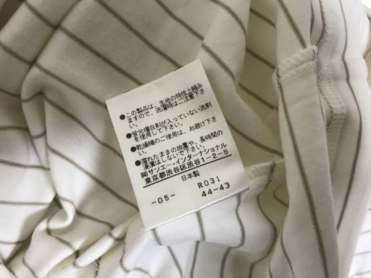 本物パーリーゲイツPEARLYGATESコットンストレッチタートルネックボーダー柄ロング長袖シャツTシャツビジネスホワイト白XSメンズ0ゴルフ