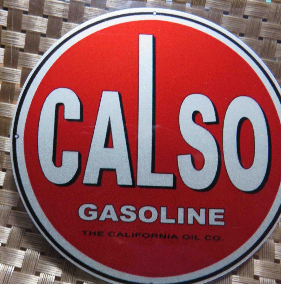 赤円ST◎円型◆新品　calso gasoline　 Gas Station　ステッカー シール■防水 ■激シブ■◆自動車 大型バイク DIY倉庫■ガソリン　オイル