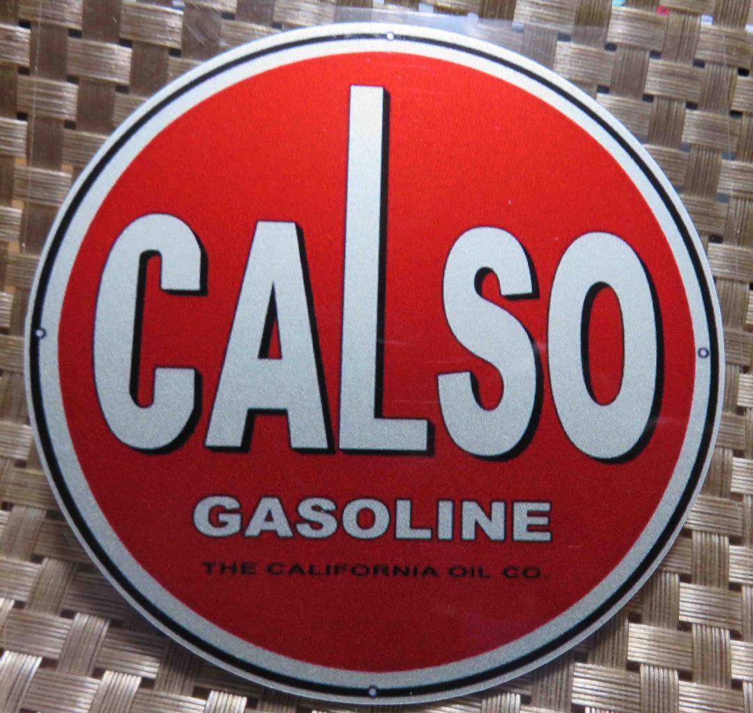 赤円ST◎円型◆新品　calso gasoline　 Gas Station　ステッカー シール■防水 ■激シブ■◆自動車 大型バイク DIY倉庫■ガソリン　オイル