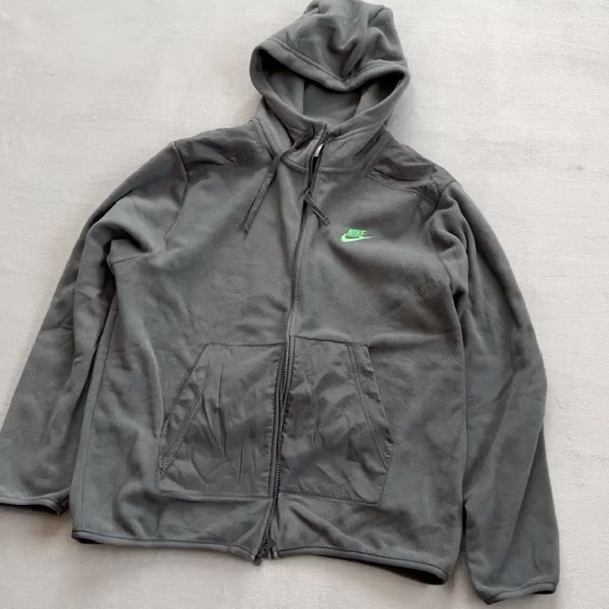 NIKE フルジップ フーディ FLEECE フリースジャケット 新品 刺繍ロゴ XL パーカー フーディー グレー SWOOSH