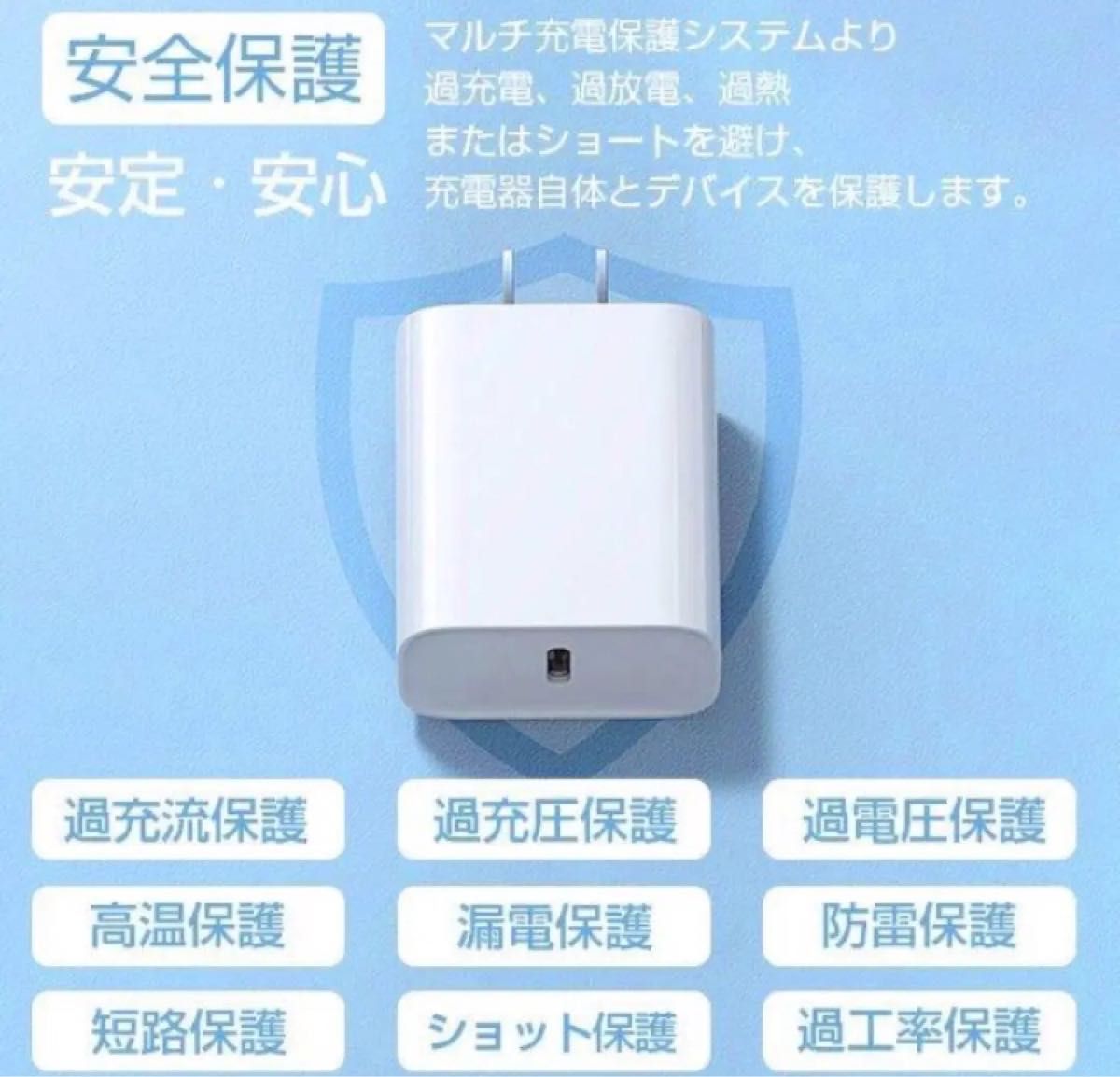 USB-C PD電源アダプター 急速充電ケーブル1.5M 1本iPhone