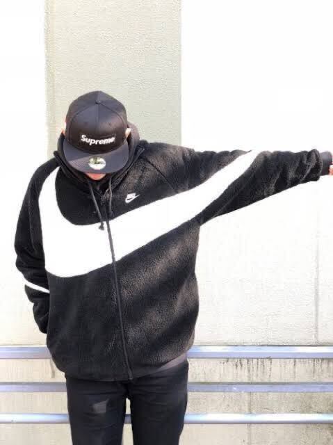 2XL 新品 NIKE BIG SWOOSH BOA JACKET ブラックホワイト ナイキ ビッグスウッシュ ボアジャケット リバーシブル ブルゾン シェルパ