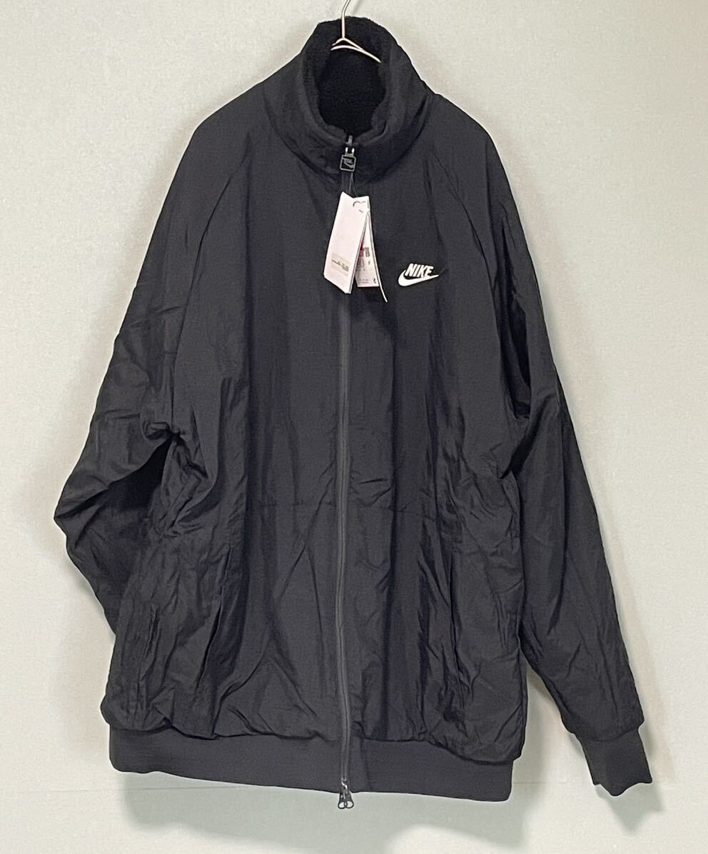 2XL 新品 NIKE BIG SWOOSH BOA JACKET ブラックホワイト ナイキ ビッグスウッシュ ボアジャケット リバーシブル ブルゾン シェルパ