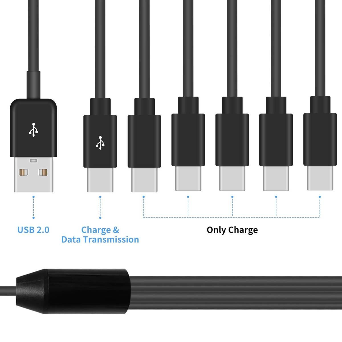 【特価商品】ケーブル、6 In 1 USB USB Type C ケーブル 、3A 急速充電 C 六股 Type C USB-C 