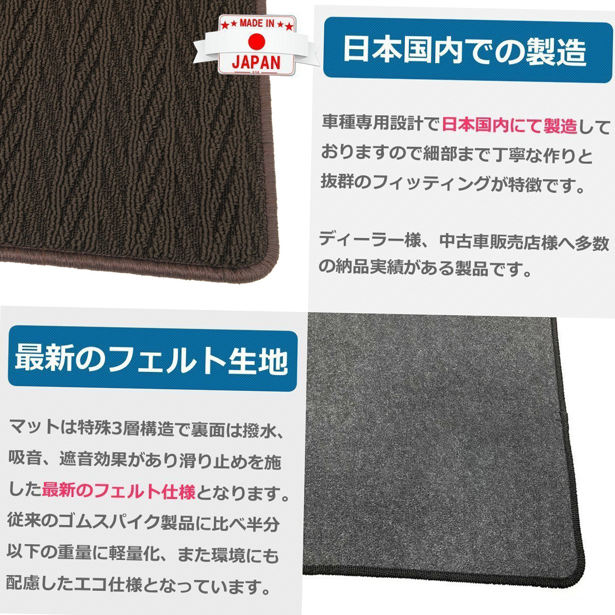 受注生産: トヨタ 70系 ノア/NOAH ヴォクシー/VOXY　ZRR70G ZRR75G ZRR70W ZRR75W　フロアマット【１台分】日本製 (車種/生地 選択) p NF*