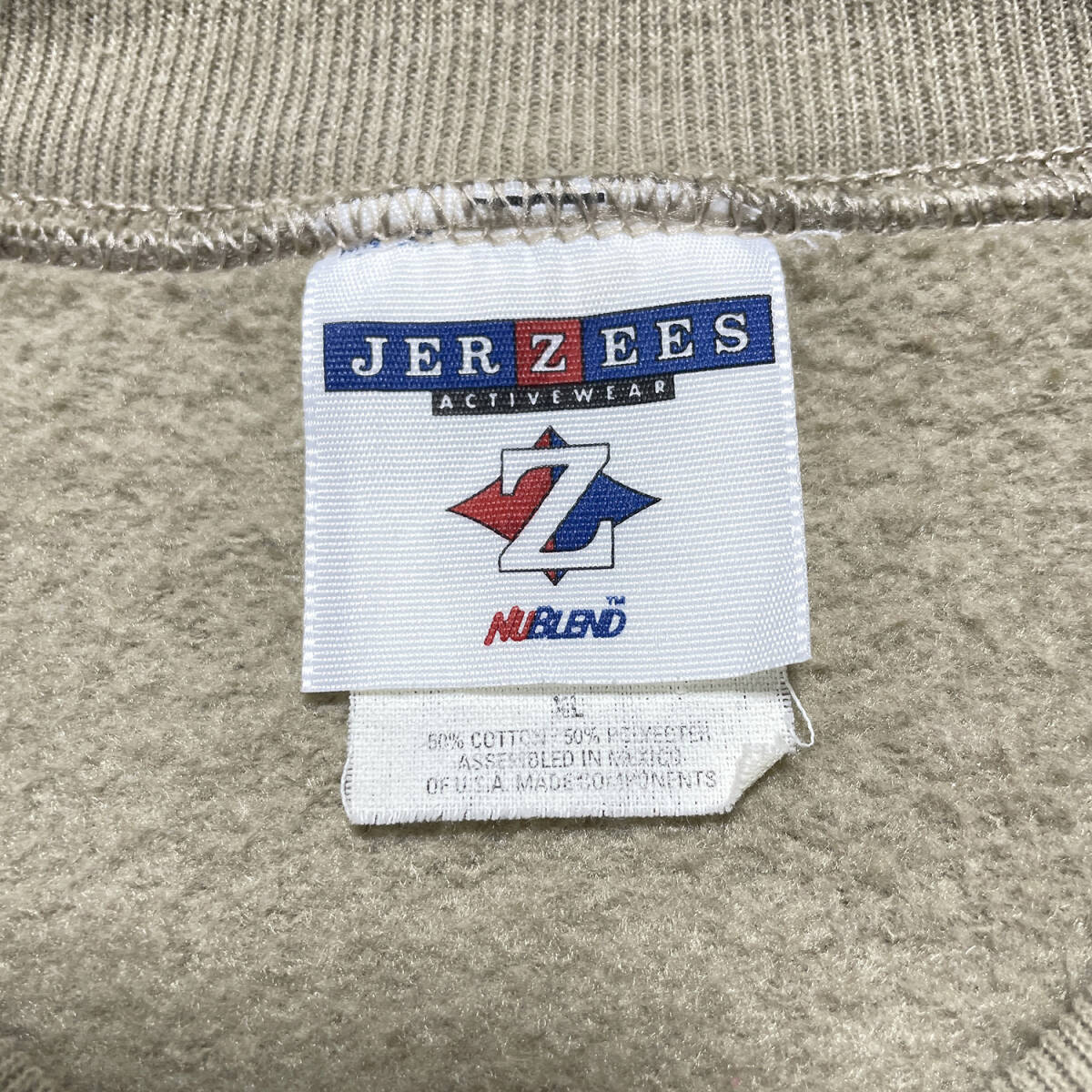 USA 古着 90S ヴィンテージ JERZEES ジャージーズ 紅葉 クルーネック スウェット トレーナー メンズXL ベージュ BD2121