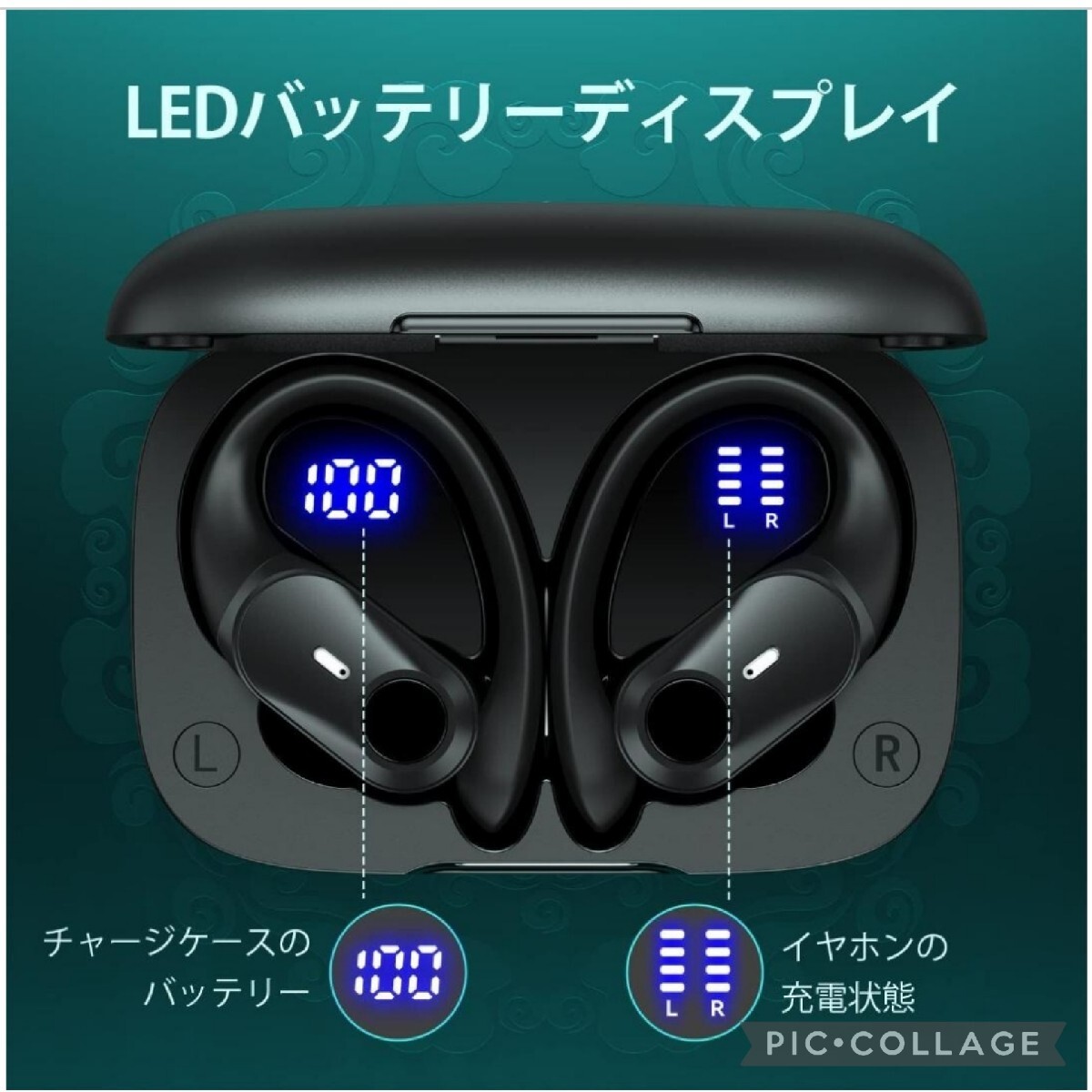 ブルートゥース耳掛け式イヤホン ワイヤレス最大40時間再生Hi-Fi音質LEDディスプレイ快適装着感 スポーツ自動ペアリング 通勤通学スポーツ