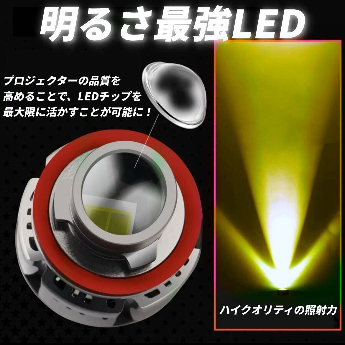 【爆光LED】レーザービーム発光 LED フォグランプ イエロー H8/H11/H16 HB4 アルファード ヴェルファイア プリウス 26000lm c