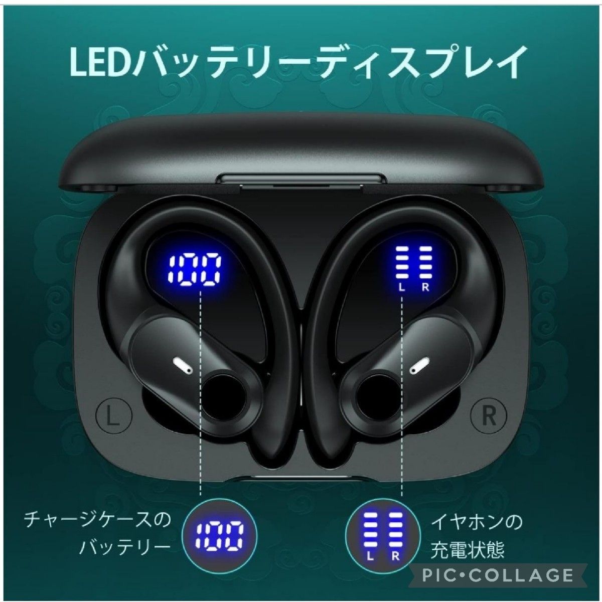 ブルートゥース耳掛け式イヤホン ワイヤレス最大40時間再生Hi-Fi音質LEDディスプレイ快適装着感 スポーツ自動ペアリング