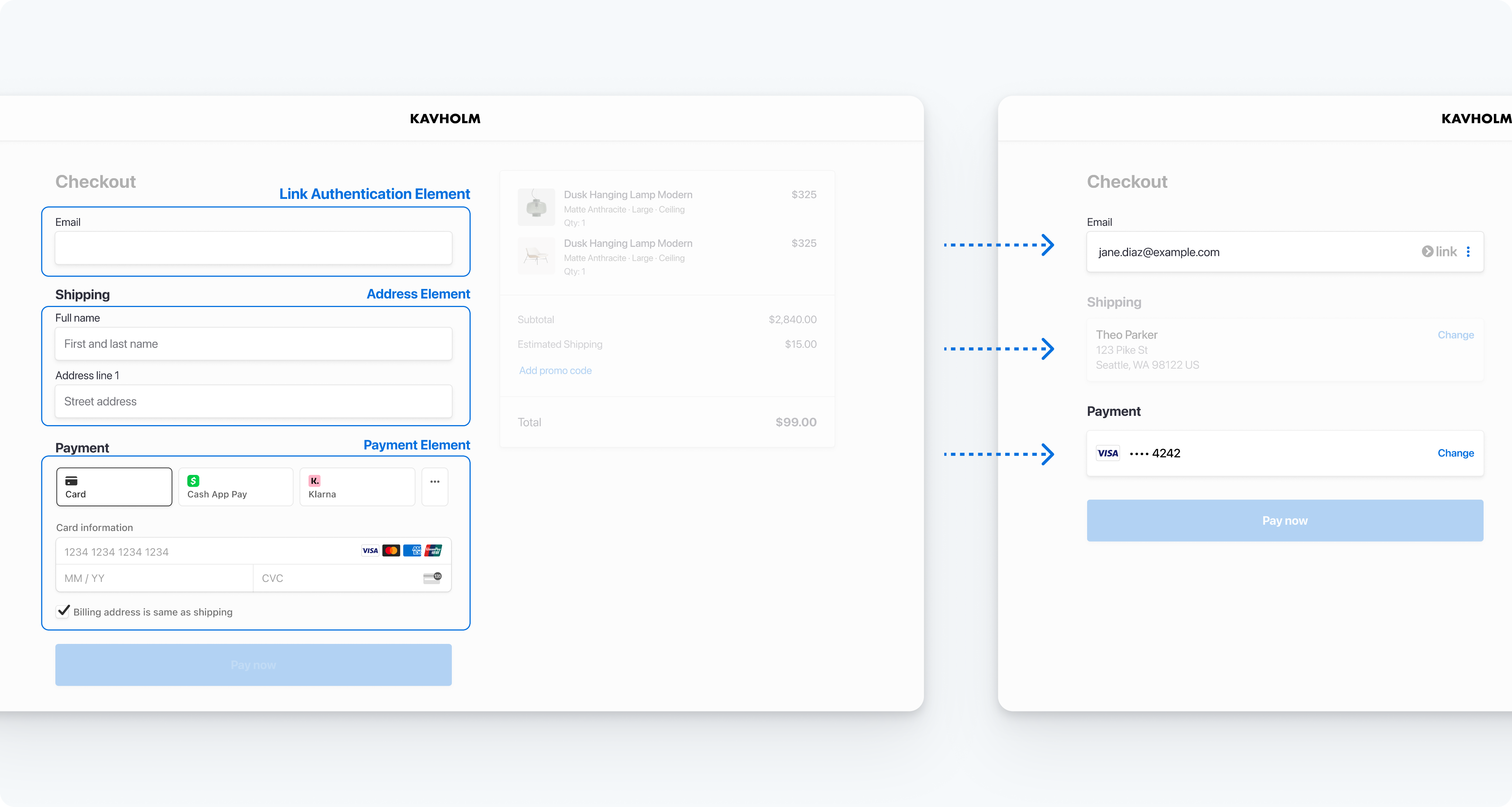 Create a payment form using multiple Elements